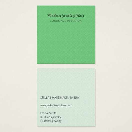 Modern Pattern Green Earring Display Card (Vorne & Hinten)