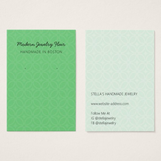 Modern Pattern Green Earring Display Card (Vorne & Hinten)