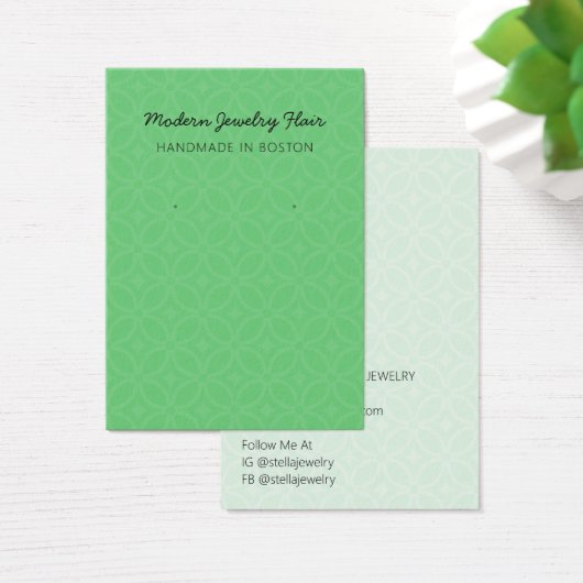 Modern Pattern Green Earring Display Card (Schreibtisch)