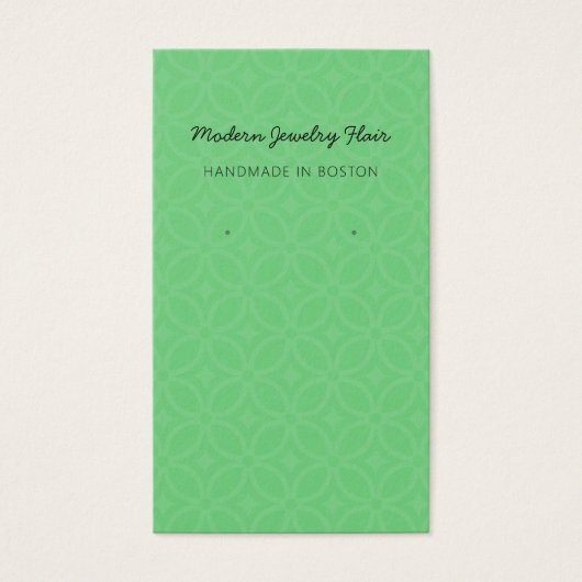 Modern Pattern Green Earring Display Card (Vorderseite)