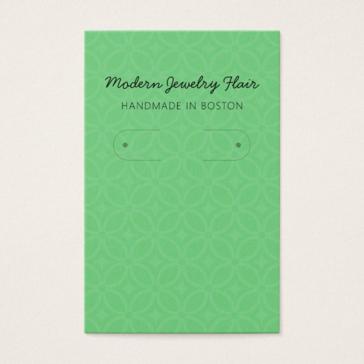 Modern Pattern Green Hoop Earring Display Card (Vorderseite)