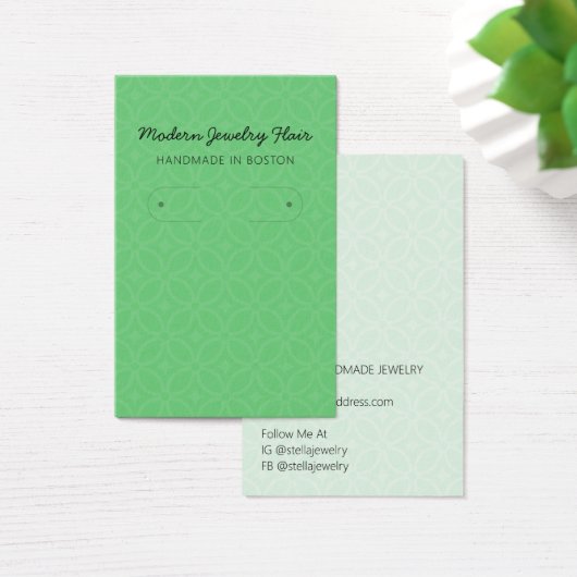 Modern Pattern Green Hoop Earring Display Card (Schreibtisch)