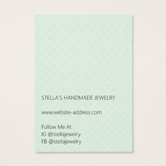Modern Pattern Green Necklace Display Card (Rückseite)
