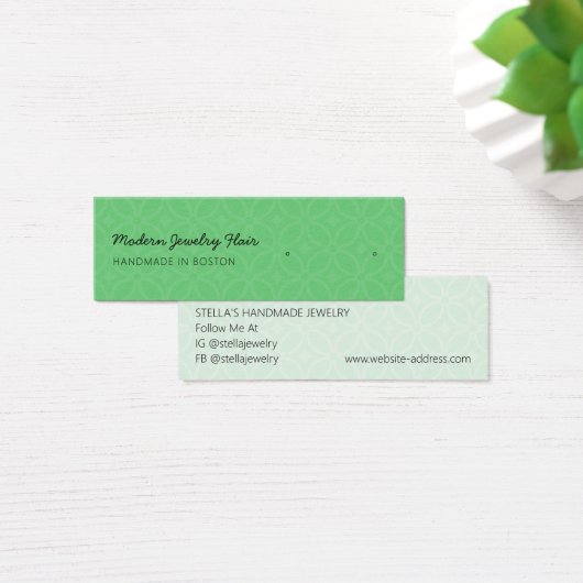 Modern Pattern Green Stud Earring Display Card (Schreibtisch)