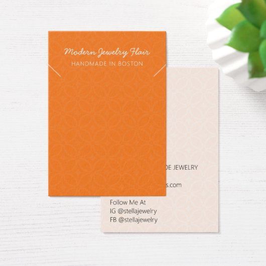 Modern Pattern Orange Necklace Display Card (Schreibtisch)