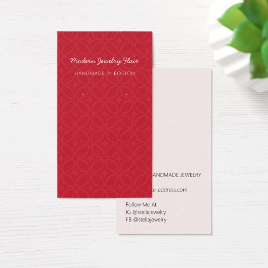 Modern Pattern Red Earring Display Card (Schreibtisch)