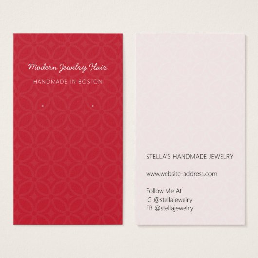 Modern Pattern Red Earring Display Card (Vorne & Hinten)
