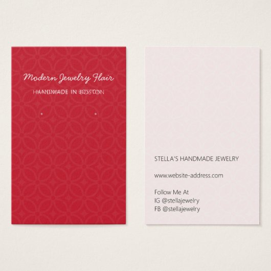 Modern Pattern Red Earring Display Card (Vorne & Hinten)