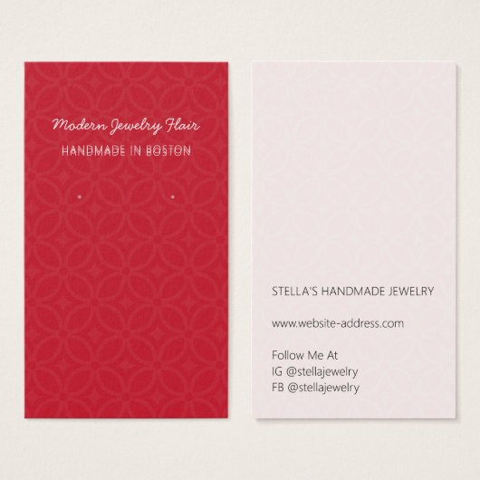 Modern Pattern Red Earring Display Card (Vorne & Hinten)