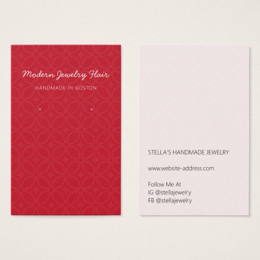 Modern Pattern Red Earring Display Card (Vorne & Hinten)