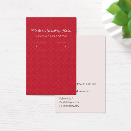 Modern Pattern Red Hoop Earring Display Card (Schreibtisch)