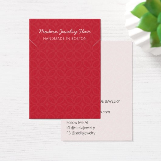 Modern Pattern Red Necklace Bracelet Display Card (Schreibtisch)