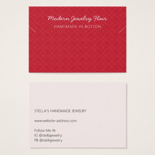Modern Pattern Red Necklace Bracelet Display Card (Vorne & Hinten)
