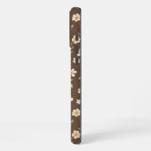Modern Pattern Wildflowers Brown Background iPhone Hülle (Linke Seite)