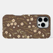 Modern Pattern Wildflowers Brown Background iPhone Hülle (Rückseite (Horizontal))