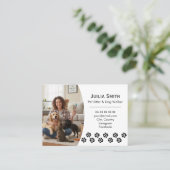 Modern Paw Print Photo Pet Sitter & Dog Walker Visitenkarte (Stehend Vorderseite)