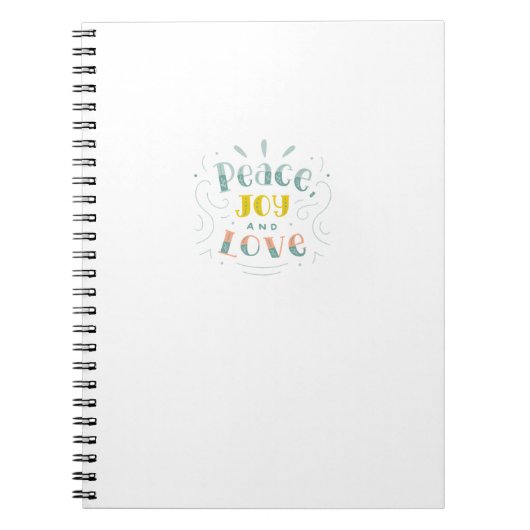 Modern Peace Joy and Liebe Typografy Notebook Notizblock (Vorderseite)