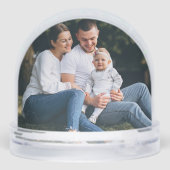 Modern Peace & Joy Floral Photo Snow Globe Schneekugeln (Rückseite)