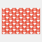 Modern Peace + Liebe Red White Christmas Holiday Geschenkpapier Set (Vorderseite)