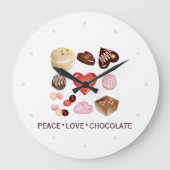 Modern Peace Love Chocolate Candy Custom Große Wanduhr (Vorderseite)