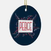 Modern Peace message red blue berries Christmas Keramik Ornament (Rechts)