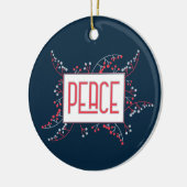 Modern Peace message red blue berries Christmas Keramik Ornament (Links)