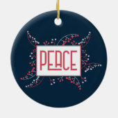 Modern Peace message red blue berries Christmas Keramik Ornament (Hinten)
