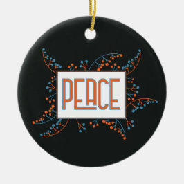 Modern Peace orange blue beeren Weihnachten Keramik Ornament