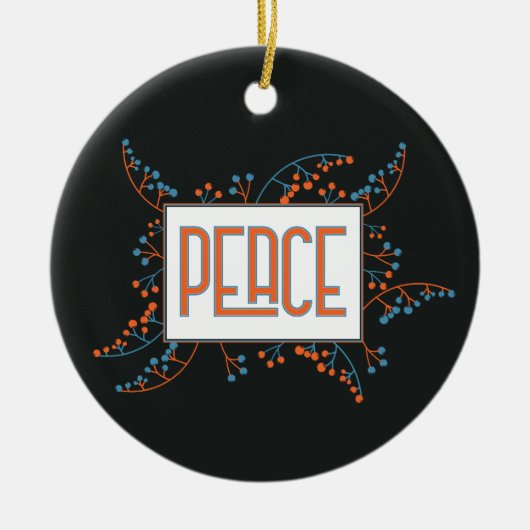 Modern Peace orange blue beeren Weihnachten Keramik Ornament (Vorne)