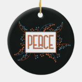Modern Peace orange blue beeren Weihnachten Keramik Ornament (Hinten)