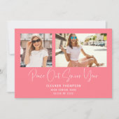 Modern Peace Out 2 Foto 2022 Abschluss Rosa Ankündigung (Vorderseite)