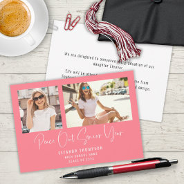 Modern Peace Out 2 Foto 2022 Abschluss Rosa Ankündigung