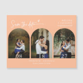 Modern Peach Boho Save the Date Arch Foto Magnet (Vorderseite)