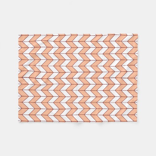 Modern Peach Burgundy Herringbone Fleecedecke (Vorderseite (Horizontal))