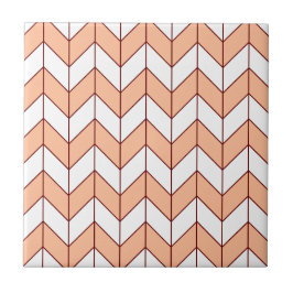 Modern Peach Burgundy Herringbone Fliese
