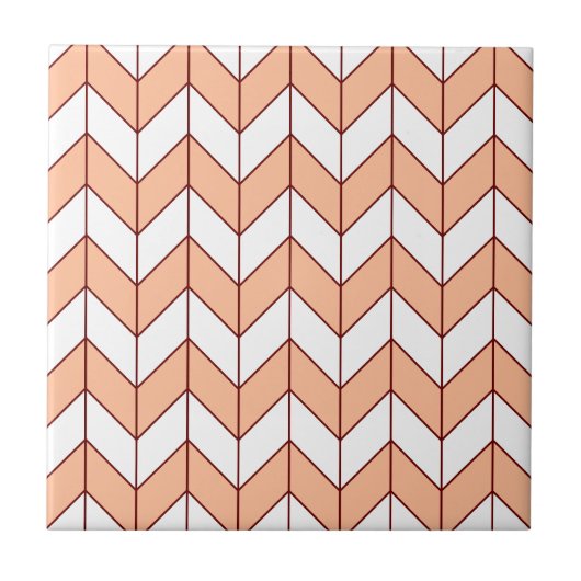 Modern Peach Burgundy Herringbone Fliese (Vorderseite)