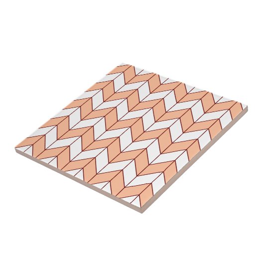Modern Peach Burgundy Herringbone Fliese (Seite)