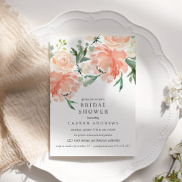 Modern Peach Coral Pink Bouquet Brautparty Einladung