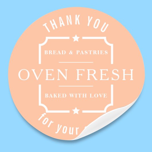 Modern Peach Fuzz Danke Bäckerei Runder Aufkleber