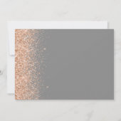 Modern Peach Glitter Gray Wedding Einladung (Rückseite)