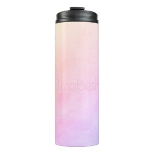 Modern Peach Lila Ombre Wasserfarbe Wash und Name Thermosbecher