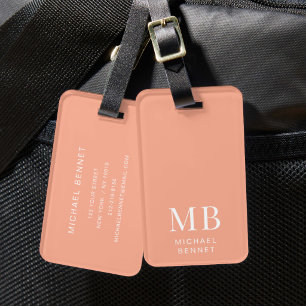 Modern Peach Monogram Gepäckanhänger