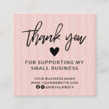 Modern Peach Pink Vielen Dank Square Business Card