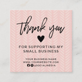 Modern Peach Pink Vielen Dank Square Business Card Quadratische Visitenkarte