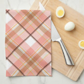 Modern Peach Red Orange White Brown Kariertes Must Geschirrtuch (Viertel Falte)