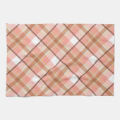 Modern Peach Red Orange White Brown Kariertes Must Geschirrtuch (Horizontal)