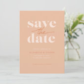 Modern Peach Save the Date Card (Stehend Vorderseite)