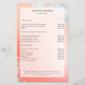 Modern Peach Silver Glitter Salon Price List Flyer (Vorne)