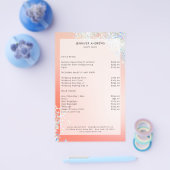 Modern Peach Silver Glitter Salon Price List Flyer (Einzeln)