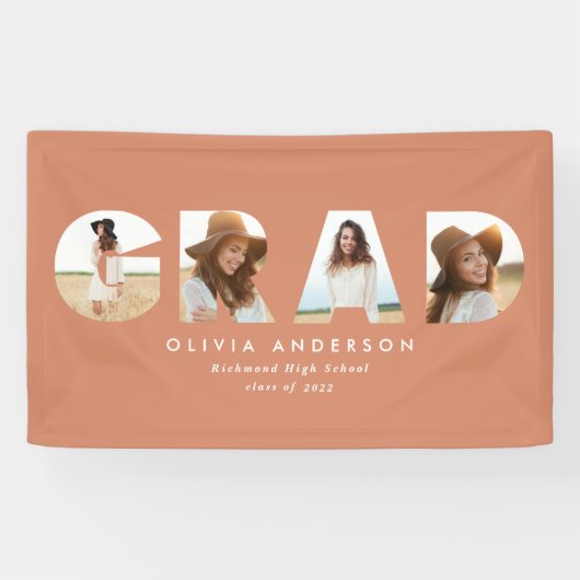 Modern peach terracotta Multi-Foto Abschluss Banner (Horizontal)